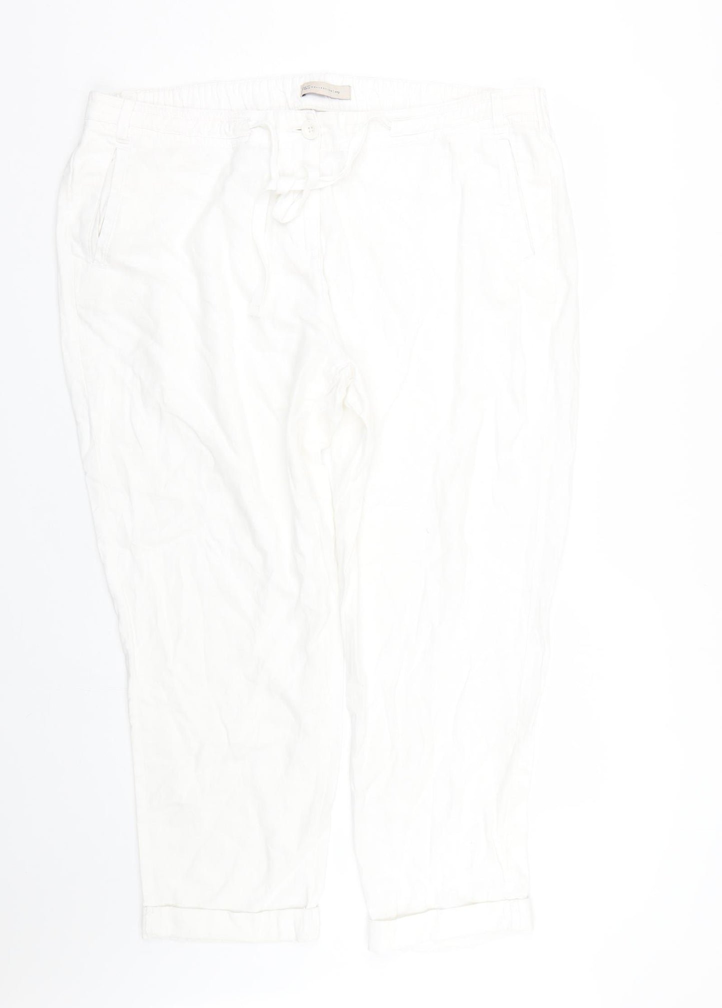 M&S Womens White   Cropped Trousers Size 20 L26 in