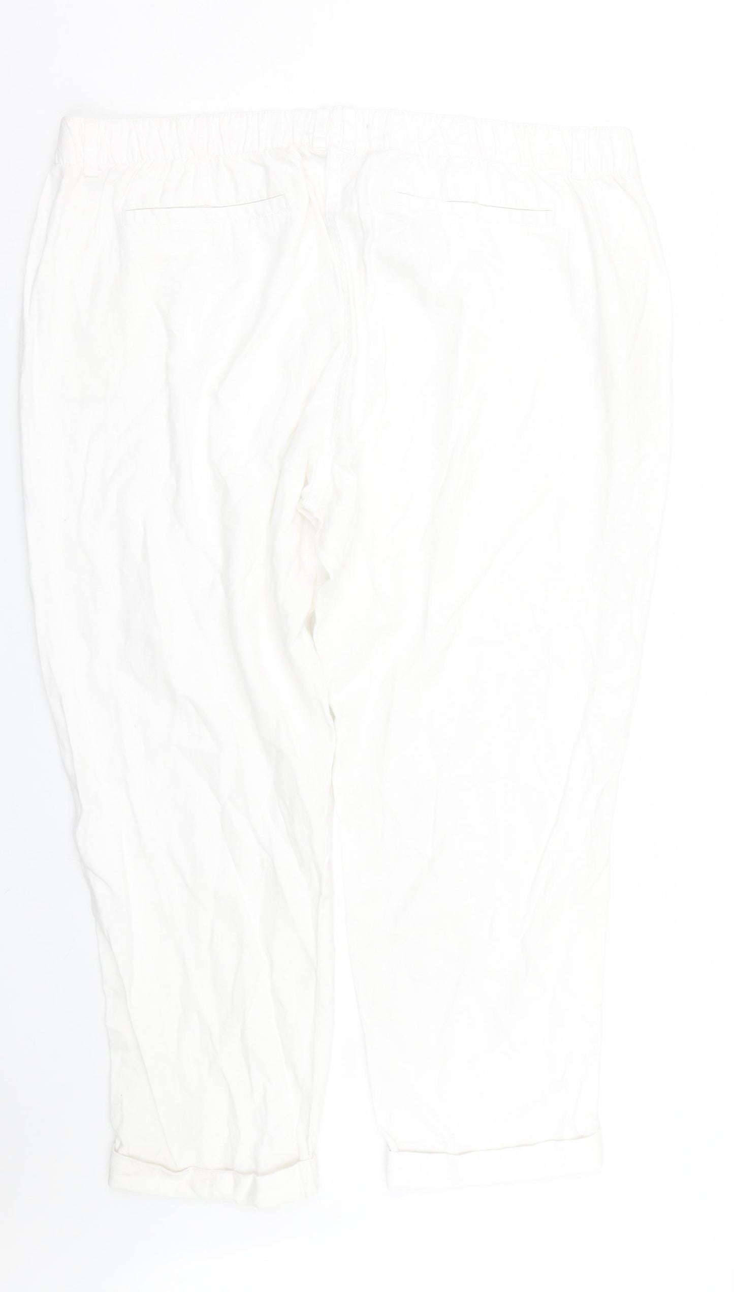 M&S Womens White   Cropped Trousers Size 20 L26 in