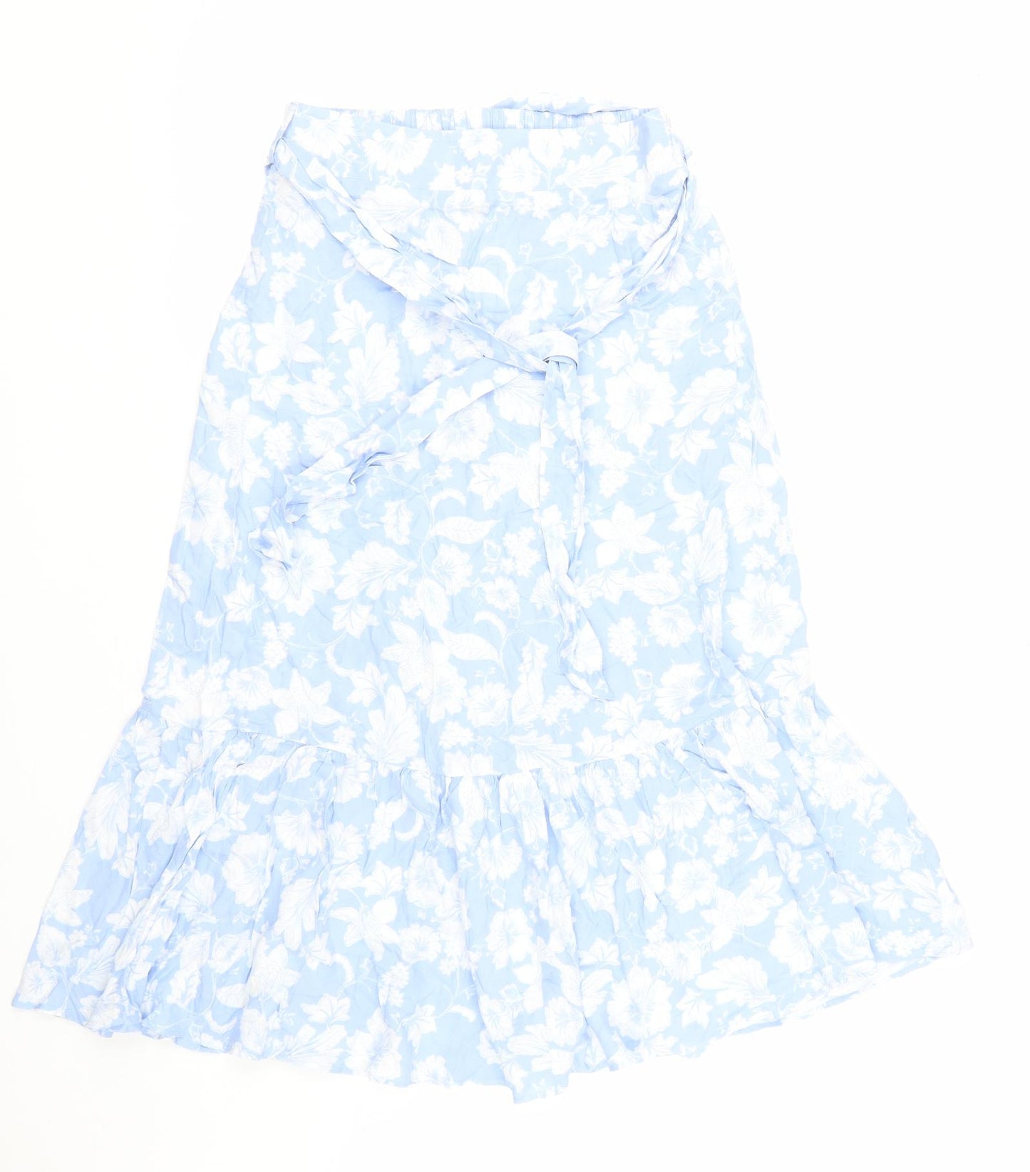 F&F Womens Blue Floral  Trumpet Skirt Size 8