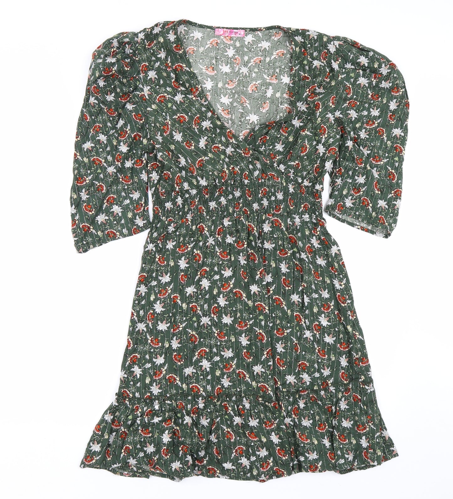 101 Indees Womens Green Floral  Fit & Flare  Size M