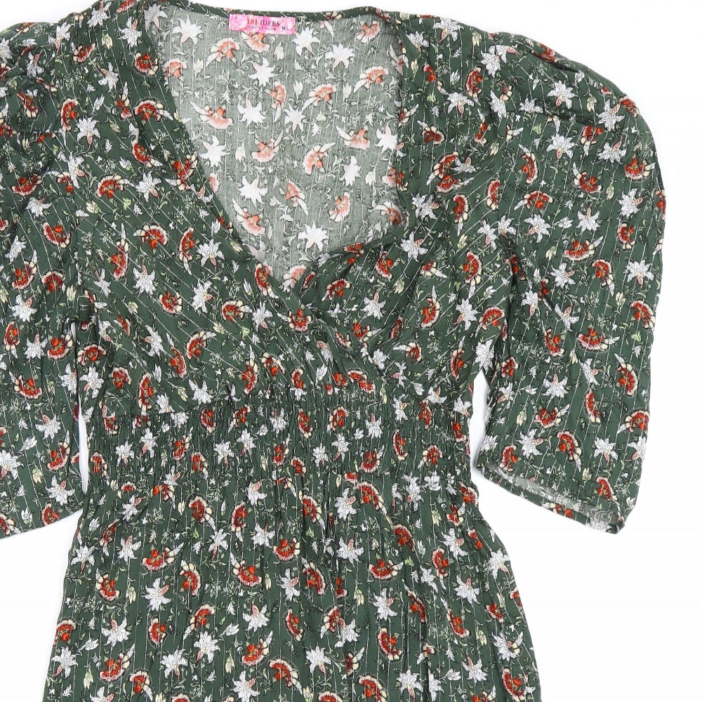 101 Indees Womens Green Floral  Fit & Flare  Size M