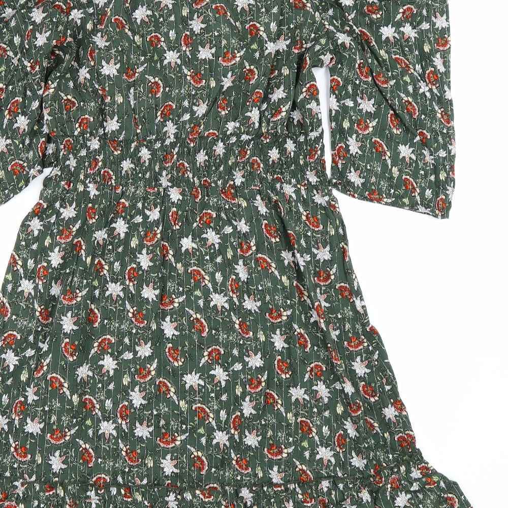 101 Indees Womens Green Floral  Fit & Flare  Size M