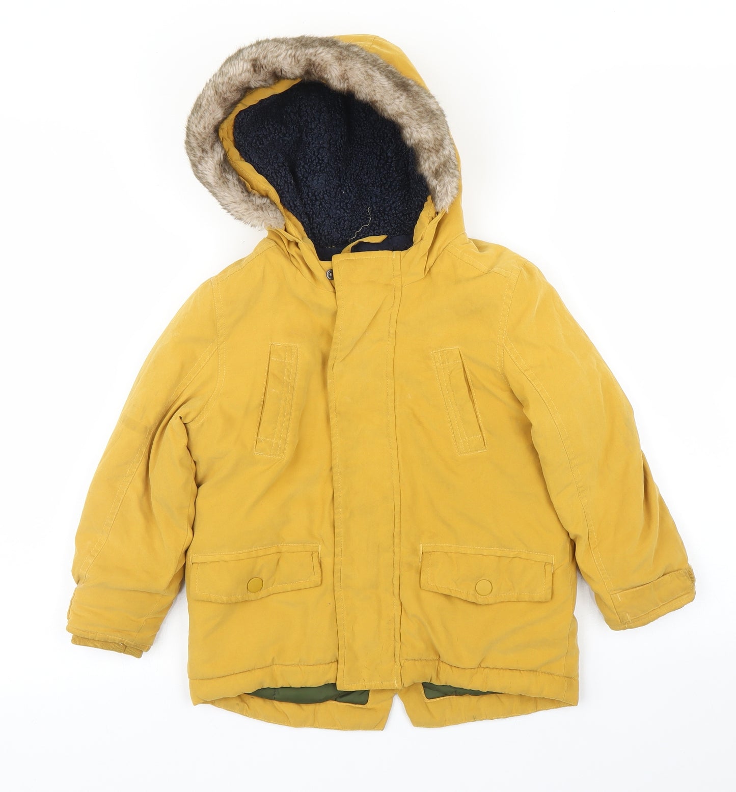 M&S Boys Yellow   Parka Coat Size 4-5 Years