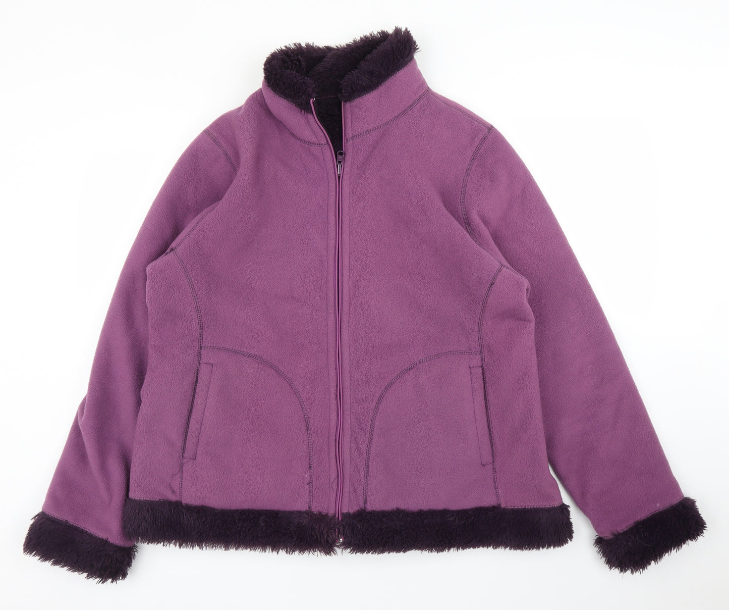 Preworn Womens Purple  Fleece Overcoat Coatigan Size L