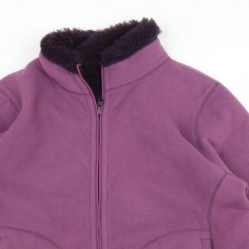 Preworn Womens Purple  Fleece Overcoat Coatigan Size L
