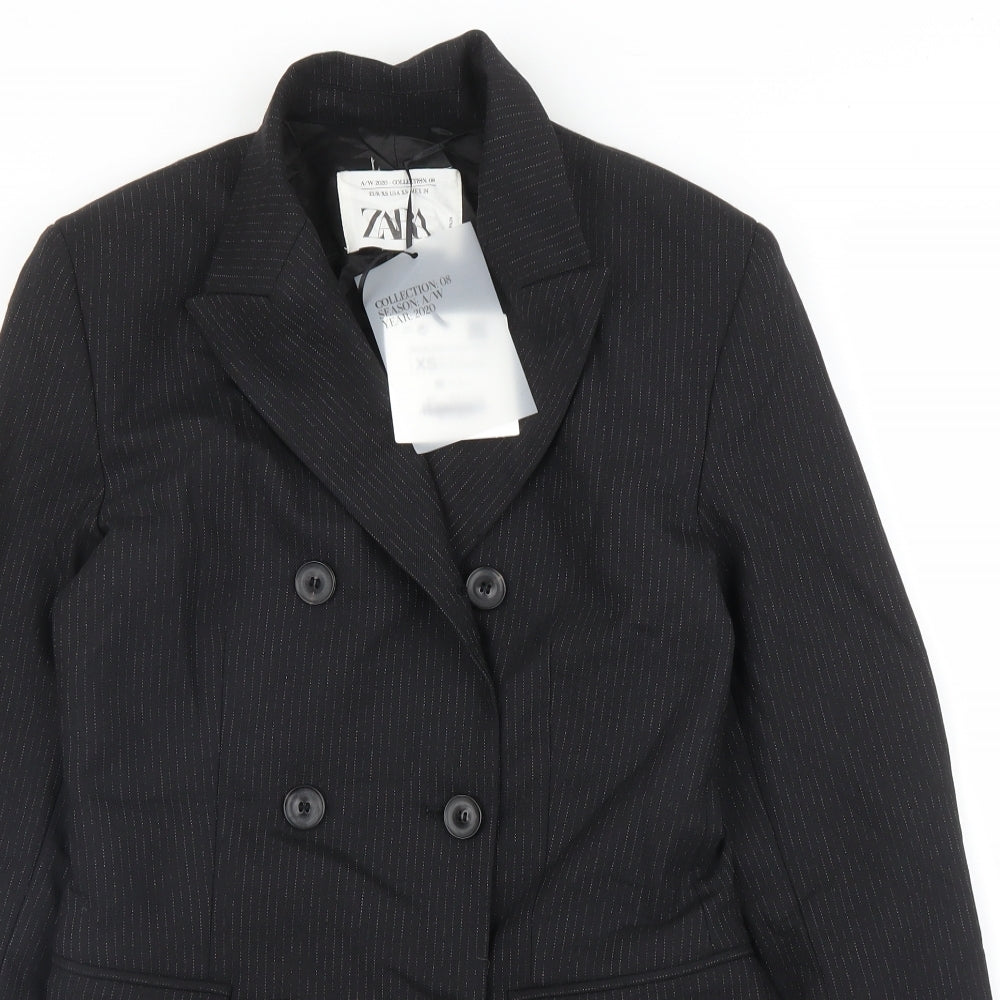Zara Womens Black Striped  Jacket Blazer Size XS
