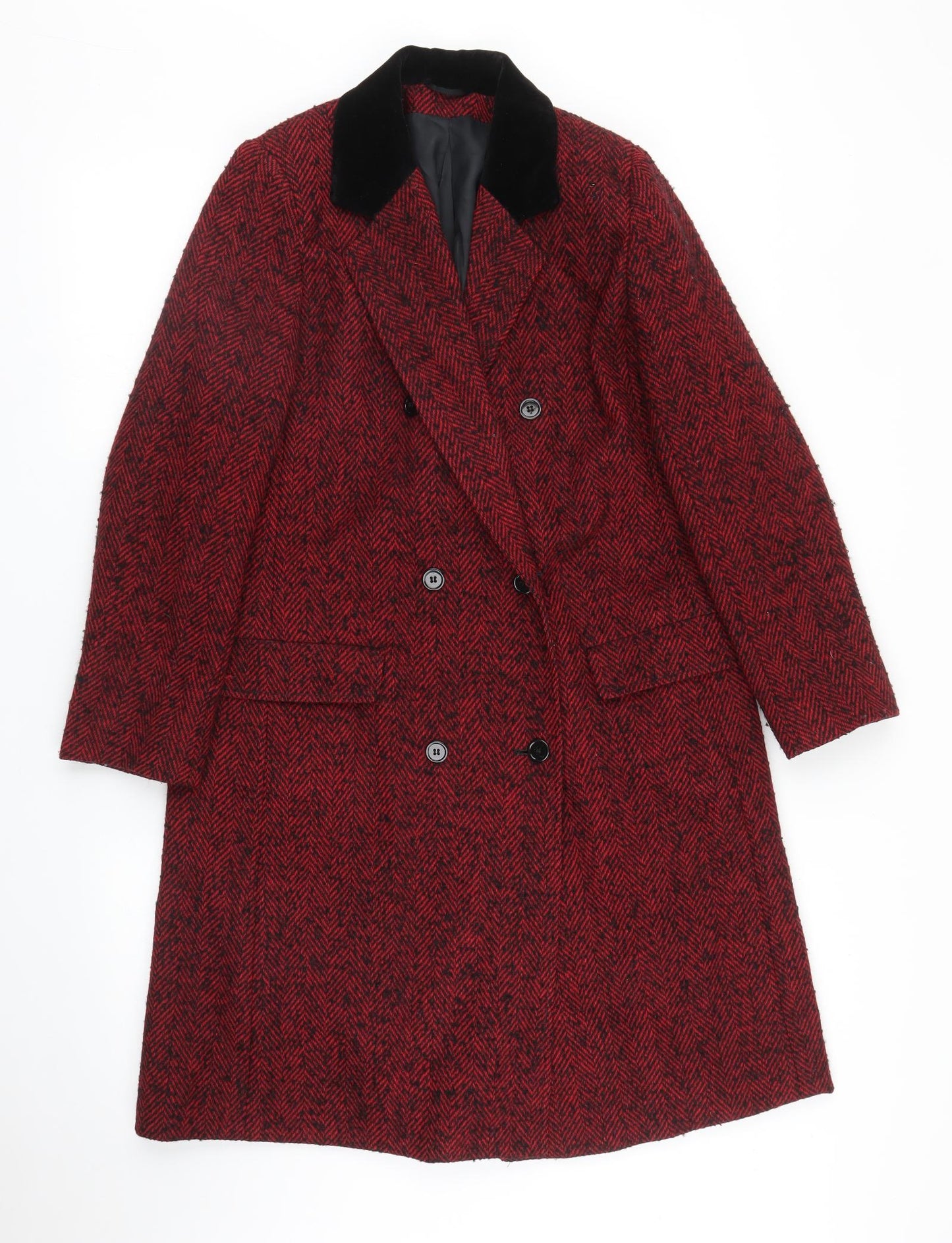 Alexon Womens Purple Herringbone  Pea Coat Coat Size M