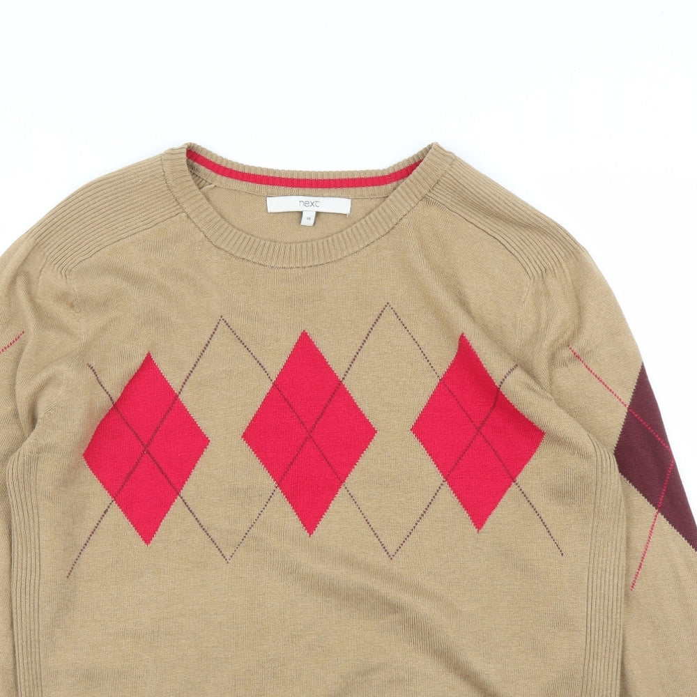 NEXT Womens Beige Argyle/Diamond  Pullover Jumper Size 14