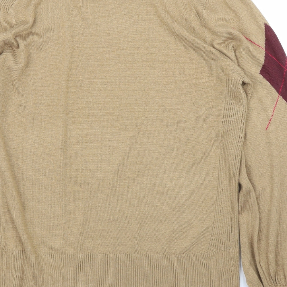 NEXT Womens Beige Argyle/Diamond  Pullover Jumper Size 14