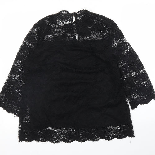 F&F Womens Black Floral  Basic Blouse Size 12