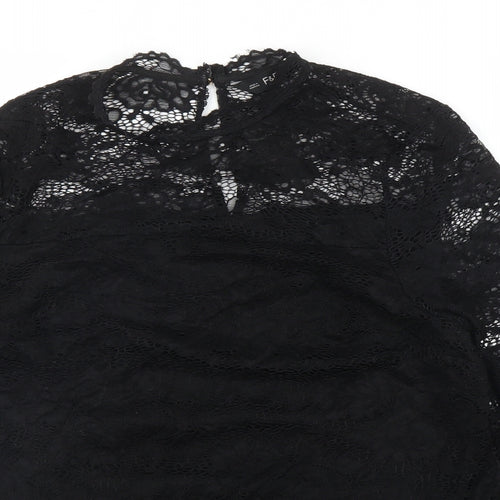 F&F Womens Black Floral  Basic Blouse Size 12
