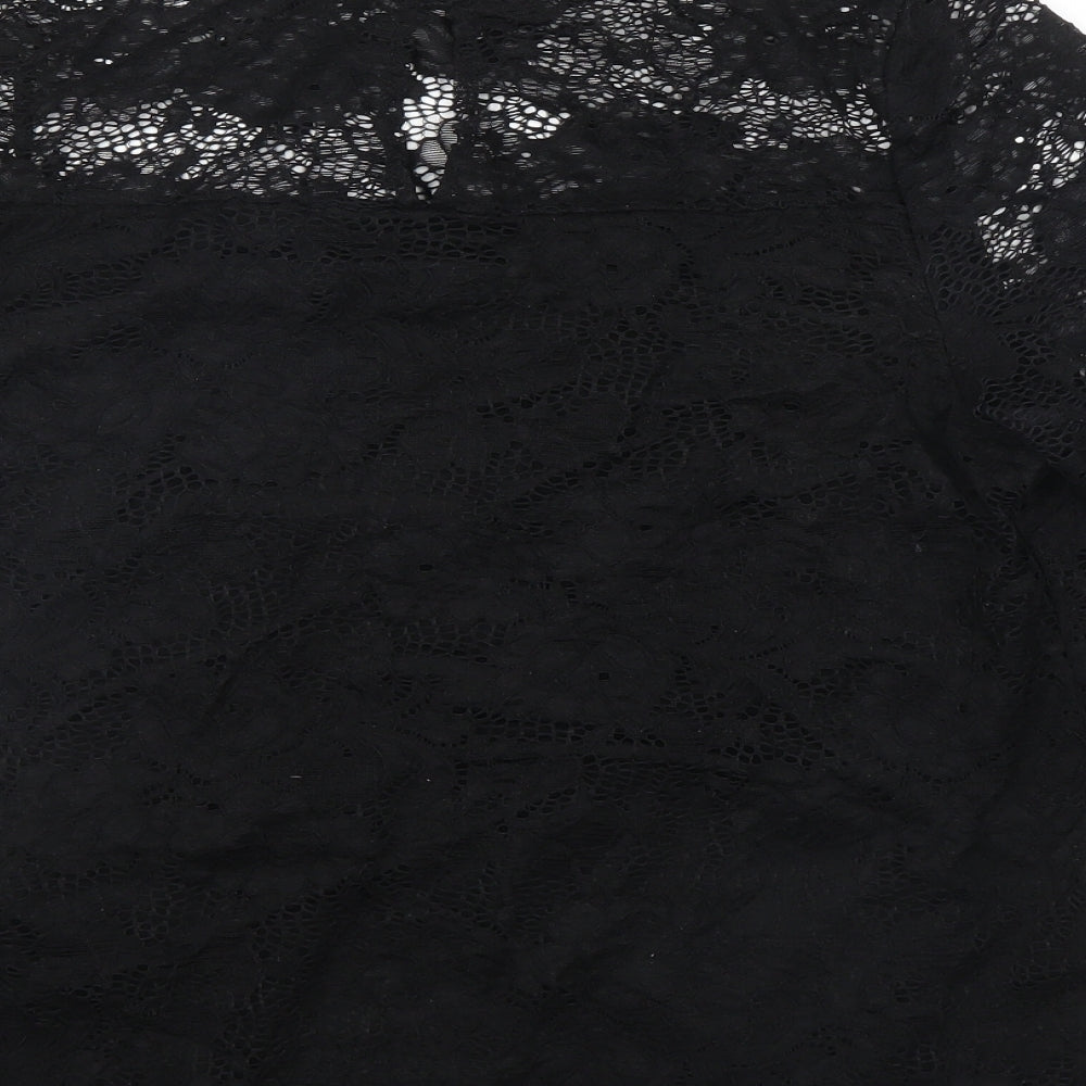F&F Womens Black Floral  Basic Blouse Size 12