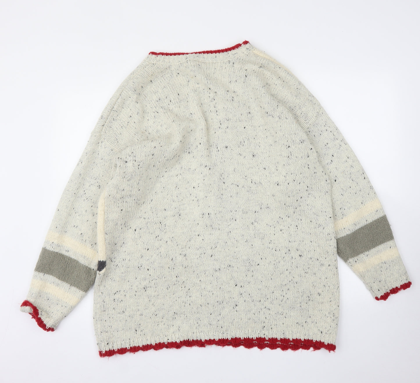 Canda Womens Beige Geometric  Cardigan Jumper Size L