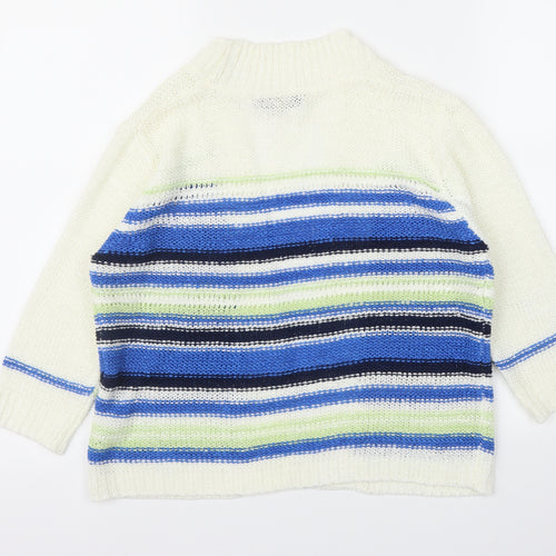 Inspire Womens White Striped  Cardigan Jumper Size S
