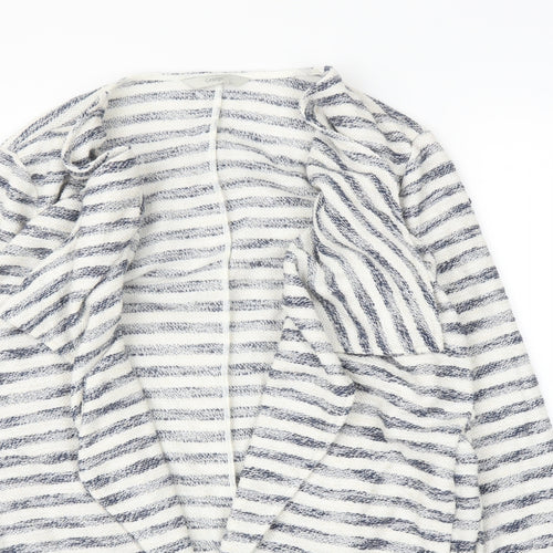George Womens White Striped  Cardigan Jumper Size 10