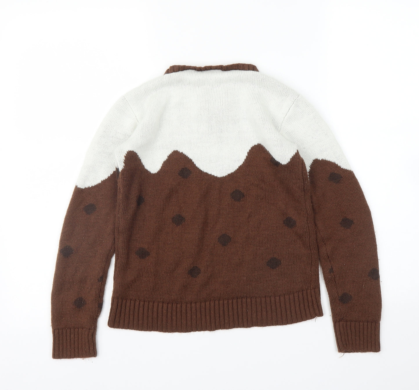Jingle Bells Girls Brown   Pullover Jumper Size 9 Years  - Christmas