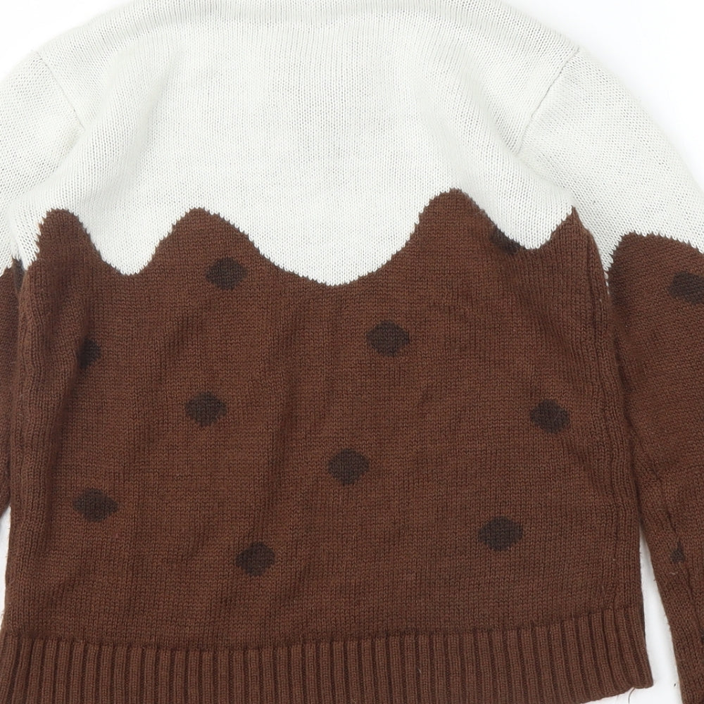 Jingle Bells Girls Brown   Pullover Jumper Size 9 Years  - Christmas