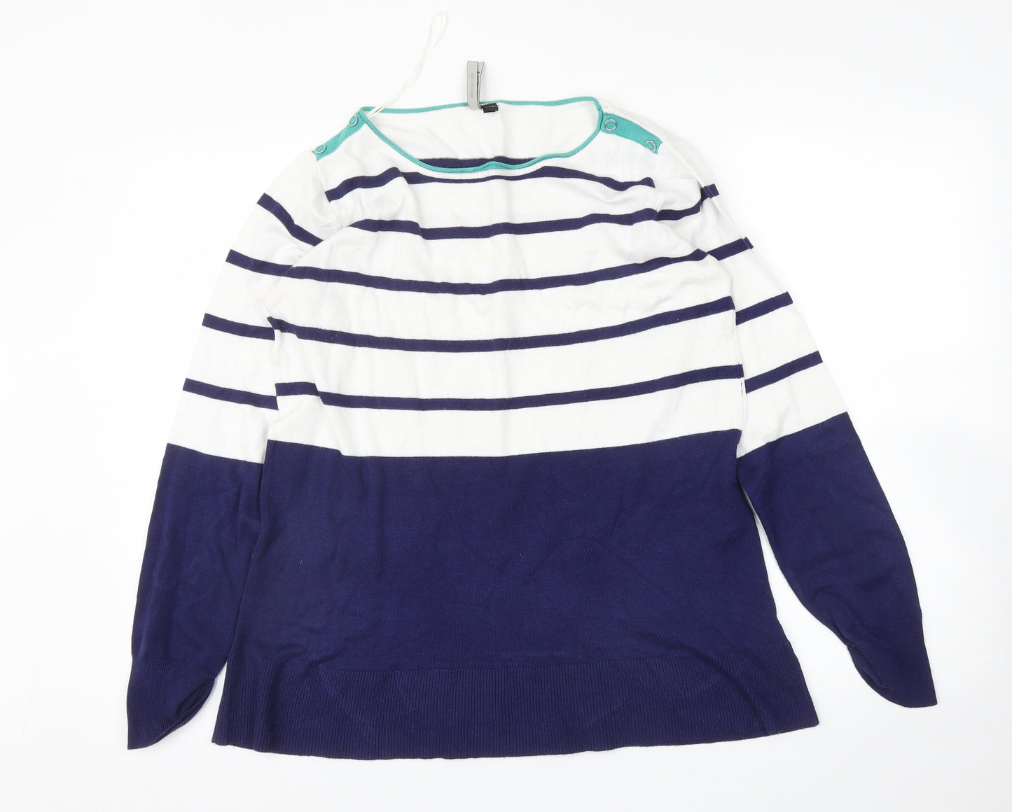 Intuition Womens Blue Striped  Pullover Jumper Size 16