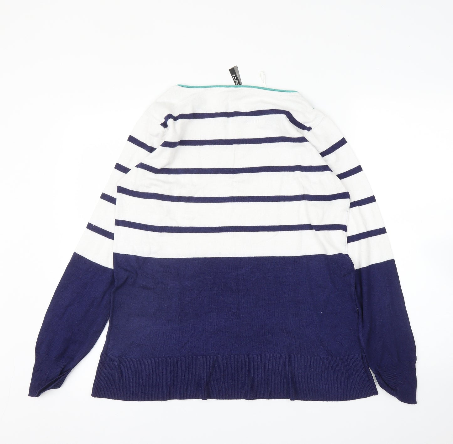 Intuition Womens Blue Striped  Pullover Jumper Size 16