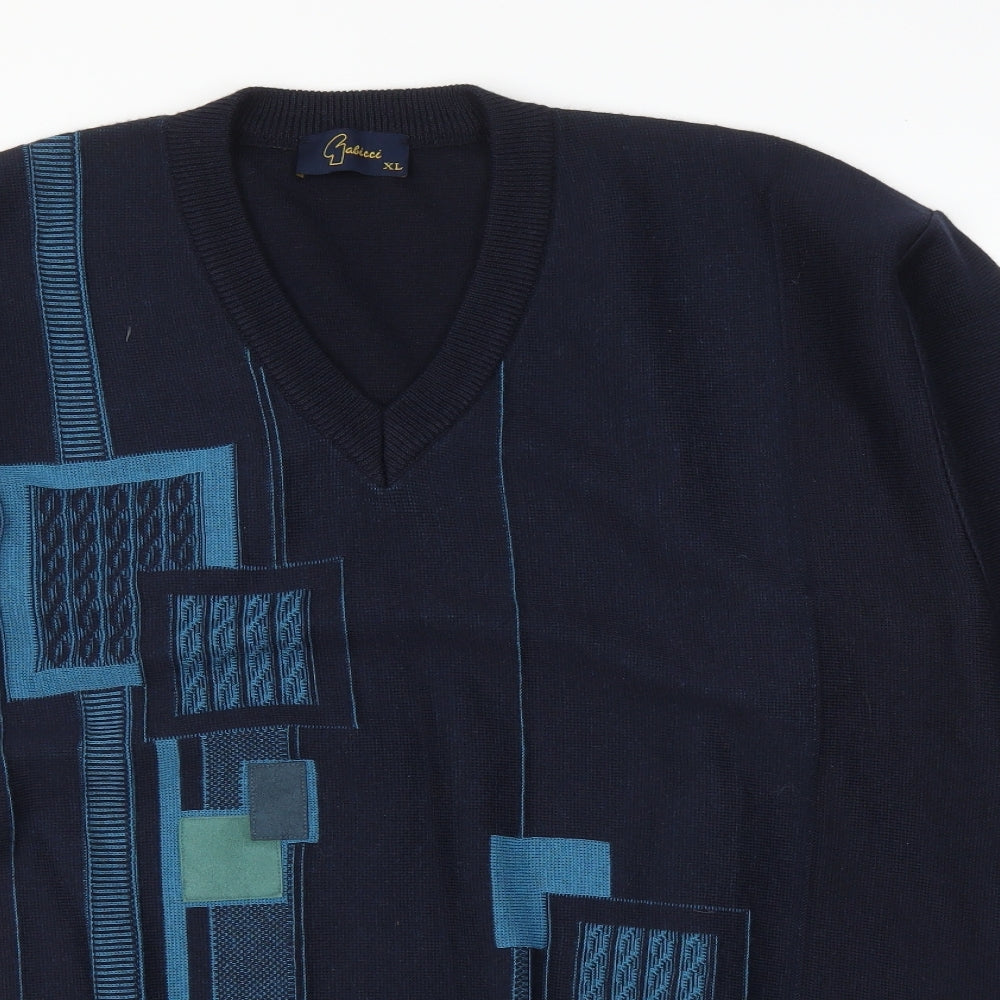 Gabicci Mens Blue Geometric  Pullover Jumper Size XL