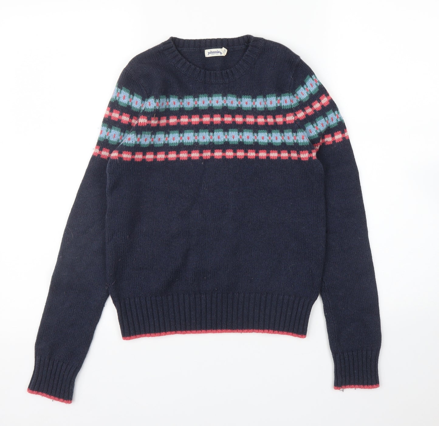 Johnnie B Girls Blue Fair Isle  Pullover Jumper Size 11 Years