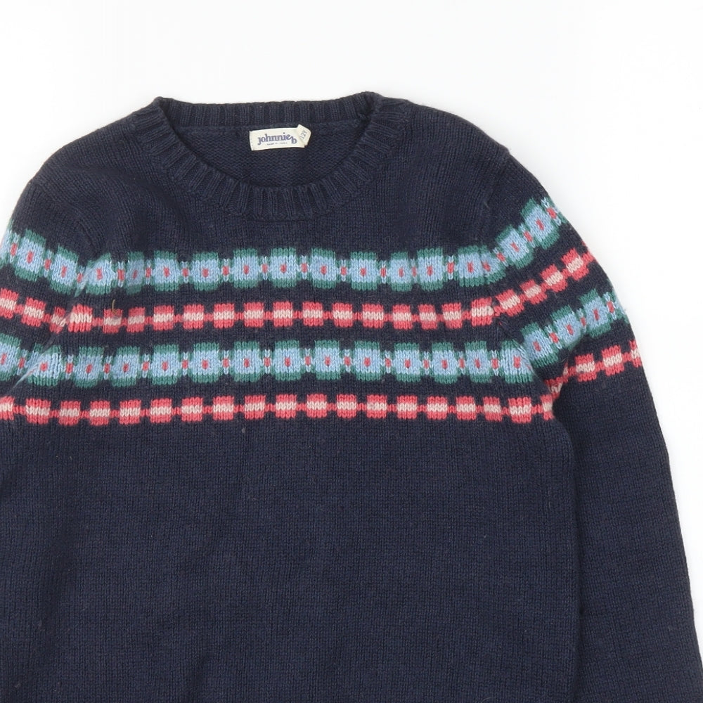 Johnnie B Girls Blue Fair Isle  Pullover Jumper Size 11 Years