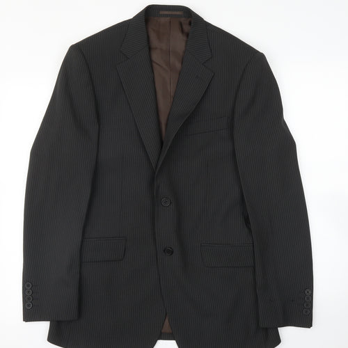 Milan Mens Black Striped  Jacket Suit Jacket Size 36