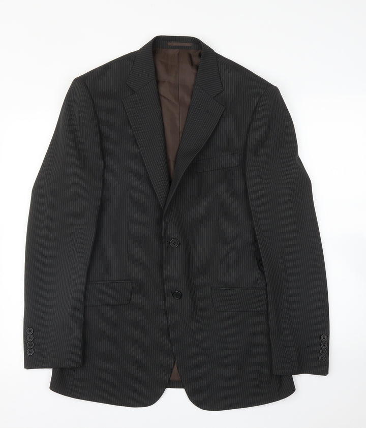 Milan Mens Black Striped  Jacket Suit Jacket Size 36
