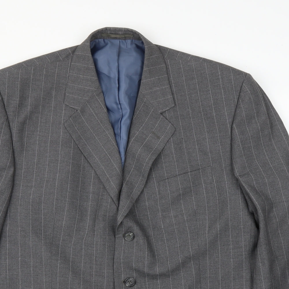 George Mens Grey Striped  Jacket Suit Jacket Size 46