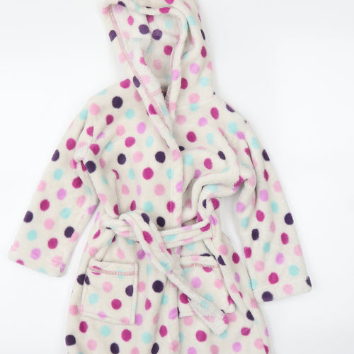 F&F Girls White Polka Dot  Capri Robe Size 3-4 Years