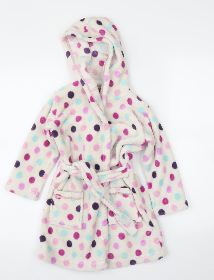 F&F Girls White Polka Dot Capri Robe Size 3-4 Years
