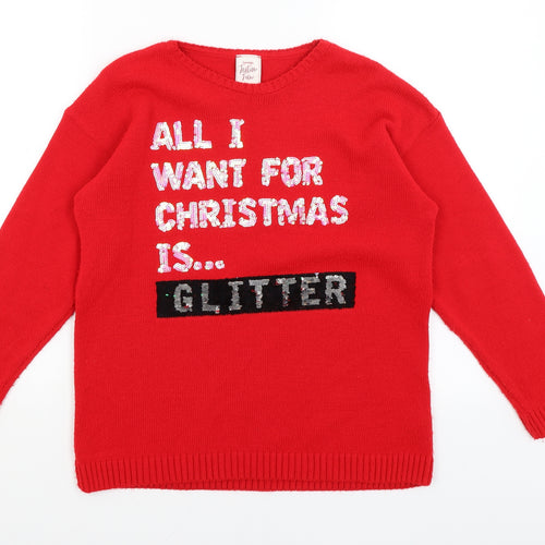 George Girls Red   Pullover Jumper Size 13-14 Years  - All I Want