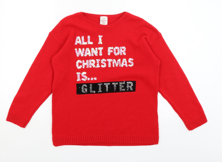 George Girls Red Pullover Jumper Size 13-14 Years - All I Want