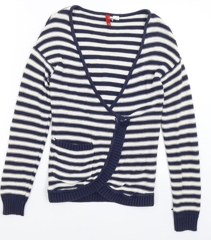Divided Womens Blue Striped Cardigan Jumper Size 12