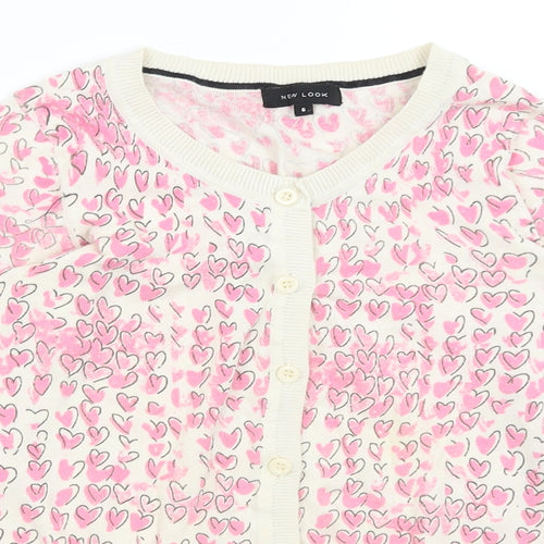 New Look Womens Ivory   Cardigan Jumper Size 6  - Hearts