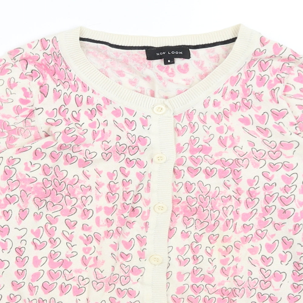New Look Womens Ivory   Cardigan Jumper Size 6  - Hearts