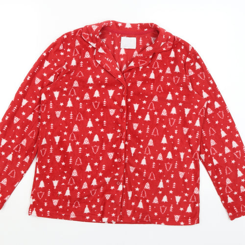 Matalan Womens Red Solid  Top Pyjama Top Size S  - Christmas Trees