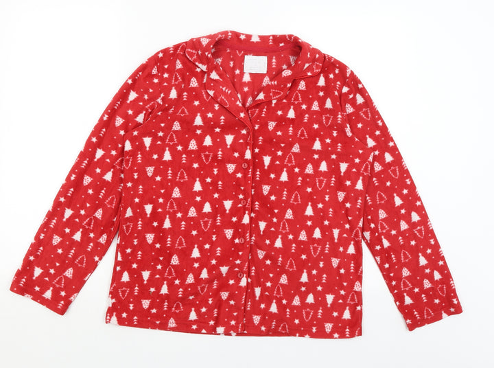 Matalan Womens Red Solid Top Pyjama Top Size S - Christmas Trees