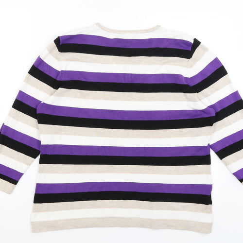 CC Womens Beige Striped  Pullover Jumper Size XL