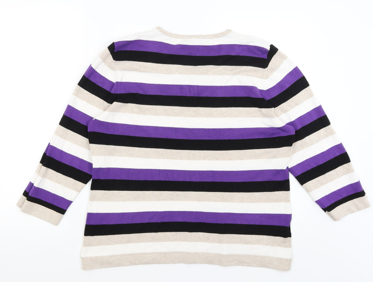 CC Womens Beige Striped  Pullover Jumper Size XL