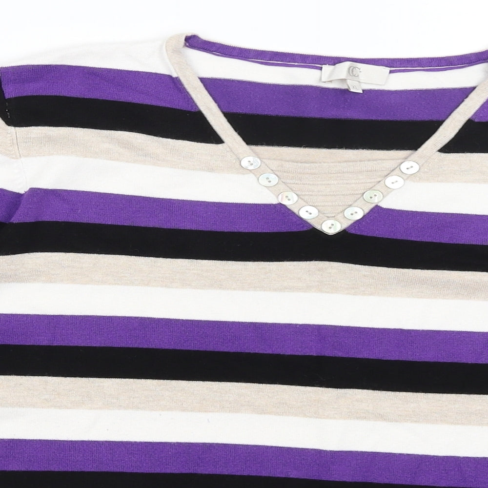 CC Womens Beige Striped  Pullover Jumper Size XL