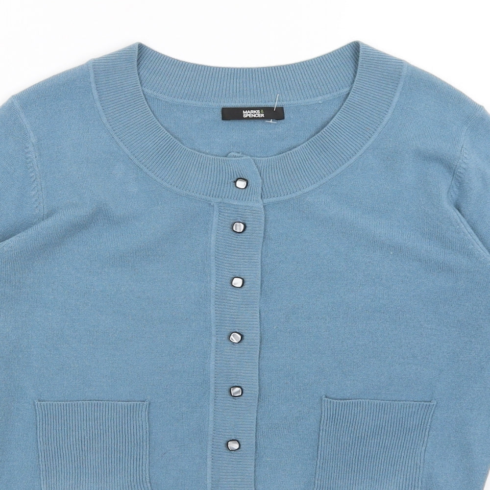 M&S Womens Blue   Cardigan Jumper Size 12