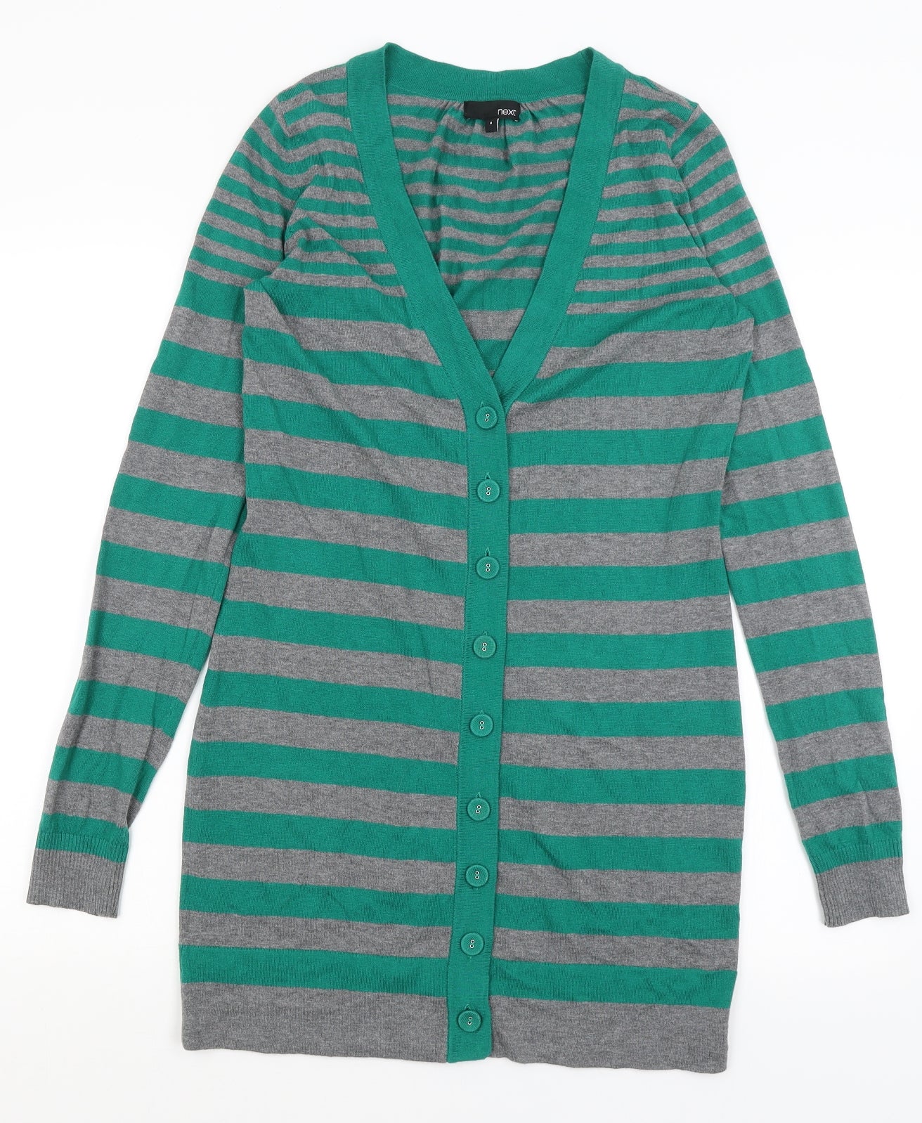 NEXT Womens Green Striped  Cardigan Jumper Size 8
