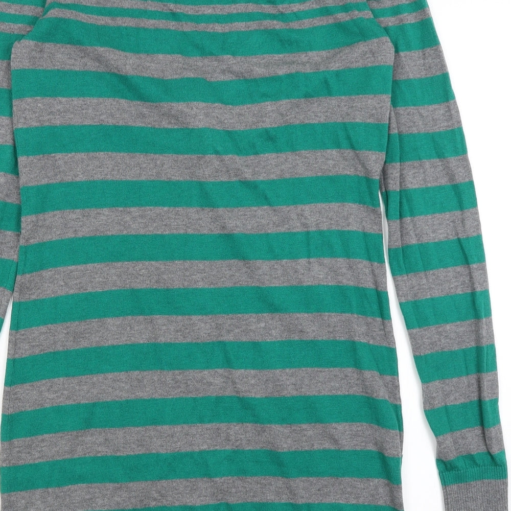 NEXT Womens Green Striped  Cardigan Jumper Size 8