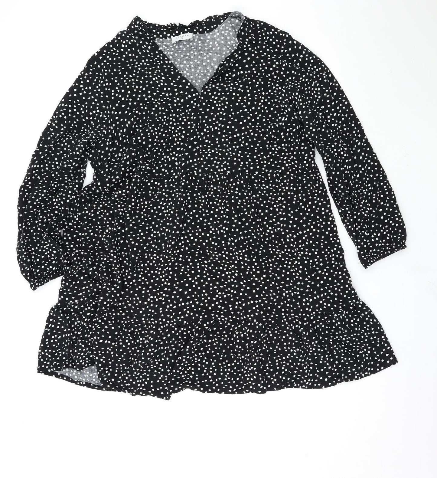 Matalan Womens Black Polka Dot  T-Shirt Dress  Size 18