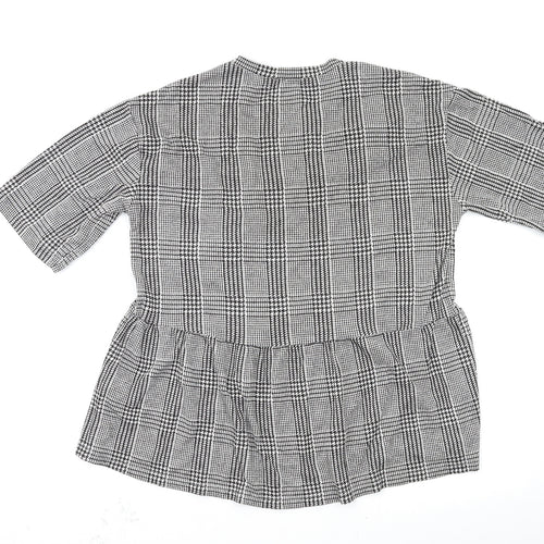 Zara Trafaluc Womens Grey Check  Basic Blouse Size S