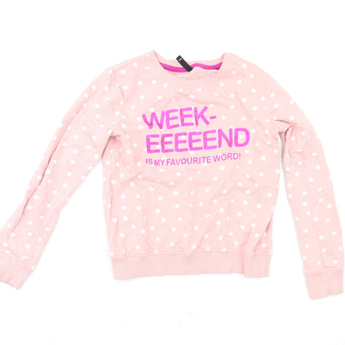 riogirl Girls Pink Polka Dot  Pullover Sweatshirt Size 9-10 Years