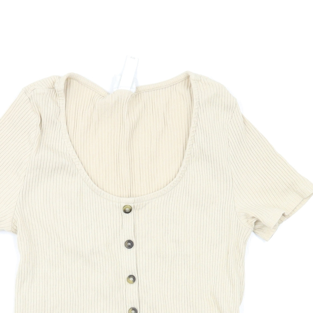 H&M Womens Beige   Basic T-Shirt Size M