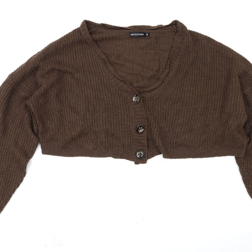 PRETTYLITTLETHING Womens Brown   Cardigan Jumper Size M