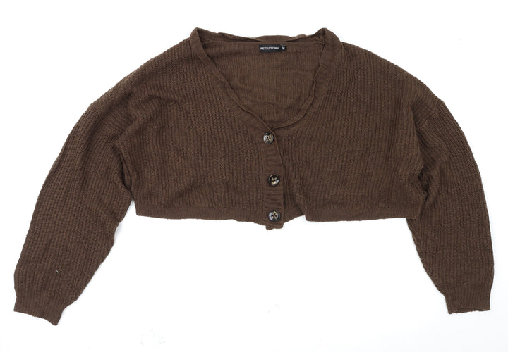 PRETTYLITTLETHING Womens Brown   Cardigan Jumper Size M
